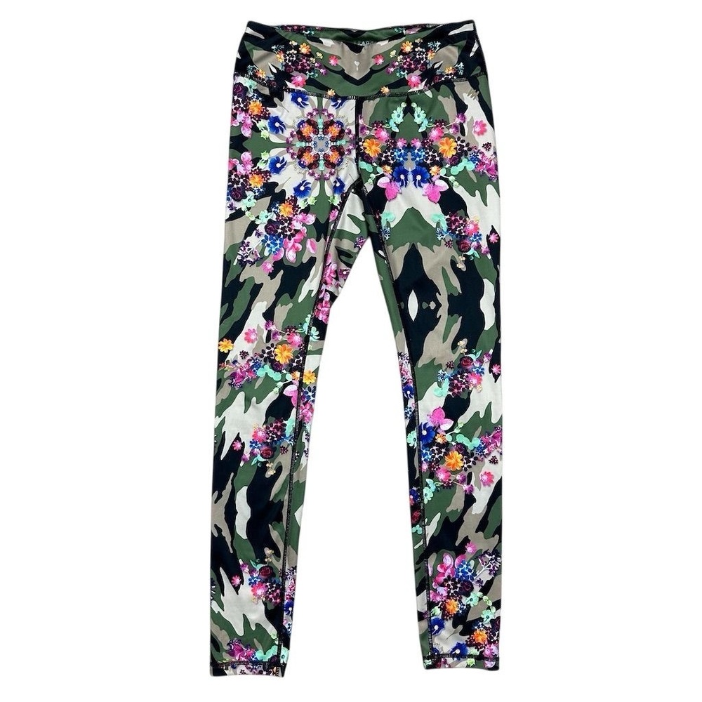 Nicole Miller Floral Camo Leggings - Green, Black, White, Pink, Purple, Blue